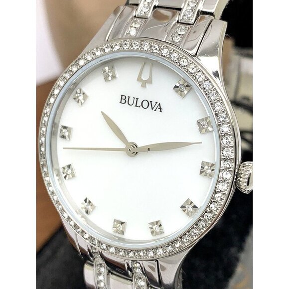 Bulova Women's Watch 96X145 Quartz Mother of Pearl Dial Silver Stainless Steel